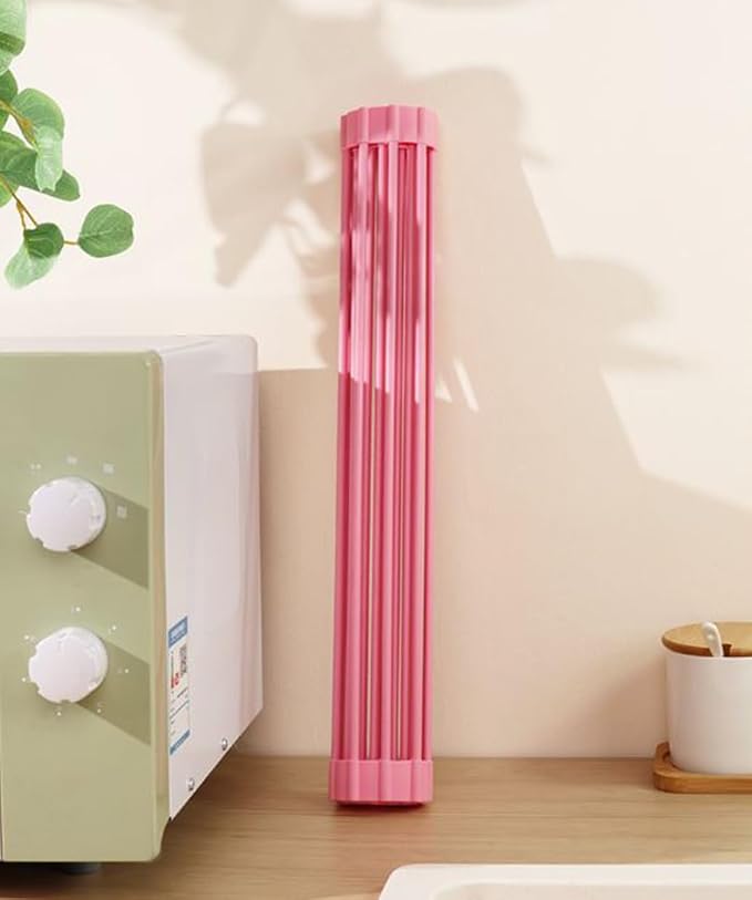 Roll Up Dish Drying Rack Over The Sink.Foldable Kitchen Drainer,Fully Silicone Cover Stainless Steel Bar,Heat-Resistant, Anti-Slip Sink Rack for Kitchen Counter Multipurpose.