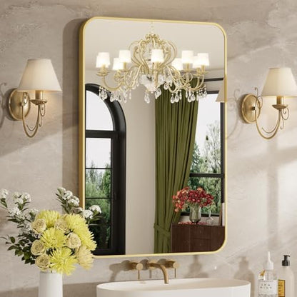 16"x24" Bathroom Mirror for Over Sink, Brushed Gold Rectangle Vanity Mirror