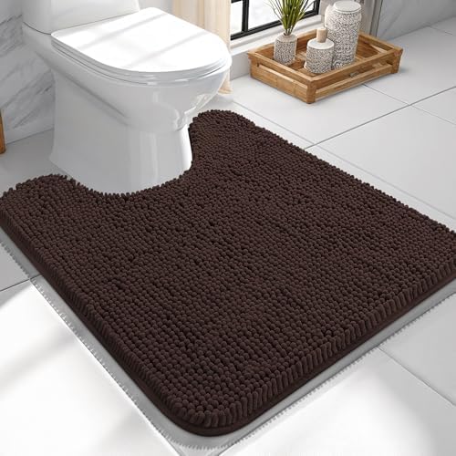 OLANLY Toilet Rugs U-Shaped 24x24, Soft Absorbent Chenille Contour Rugs