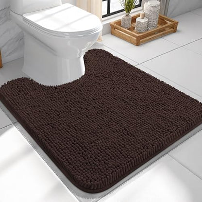 OLANLY Toilet Rugs U-Shaped 24x24, Soft Absorbent Chenille Contour Rugs