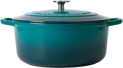 EDGING CASTING Dutch Ovens with Lid, Enameled Cast Iron Covered 5.5 Quart Dutch Oven with Dual Handle, Darkcyan