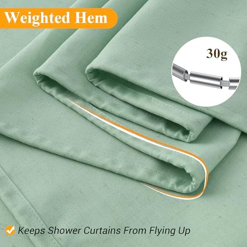 Naturoom Linen Shower Curtain 42x72 Inch for Bathroom Aqua Green 1 Panel