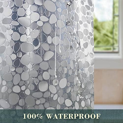 No Hook Shower Curtain or Liner, Standard Size 71 x 74, Pebble