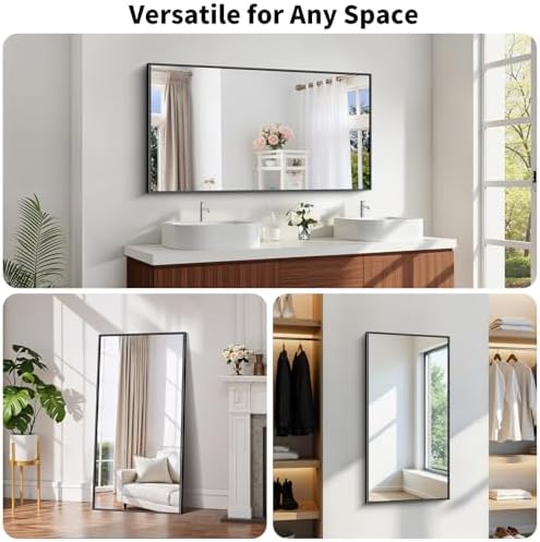 Koonmi Black Bathroom Mirror for Over Sink,Metal Framed 24"x48" Wall Mirror