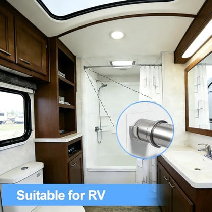 12 Pack Heavy Duty Shower Rod Holders No Drilling, Adhesive Curtain Rod Brackets for Wall, Tension Rod Holder Supports 30 lbs, Waterproof for Tile Marble, Home Rental RV (Rod Not Included)