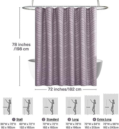 Siiluminisoy Extra Long Boho Shower Curtain Purple Woven Fabric 78 in Shower Curtain, Tufted Chevron Striped, 72 x 78, Modern Chic Textured Minimalist Cute Shower Curtain for Bathroom