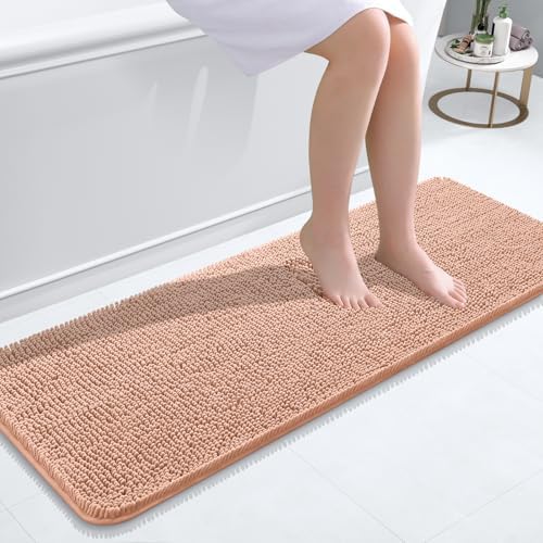 OLANLY Bathroom Runner Rugs 47x17, Extra Soft Absorbent Chenille Bath Rugs