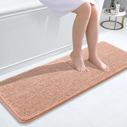OLANLY Bathroom Runner Rugs 47x17, Extra Soft Absorbent Chenille Bath Rugs