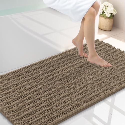 Smiry Bathroom Rugs 45X27, Extra Soft Rubber Backing Chenille Bath Mats