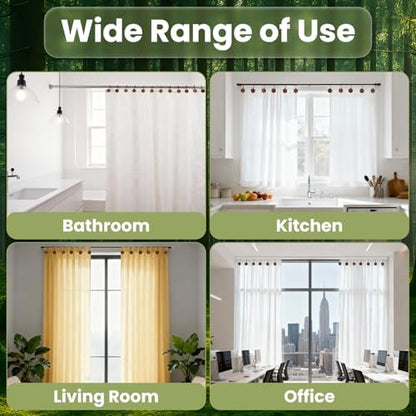 Wood Shower Curtain Hooks Rust Proof, Boho Shower Curtain Hooks Decorative, 24 Pack Shower Hooks for Shower Curtain, Shower Curtain Hangers Hooks (Brown,24)