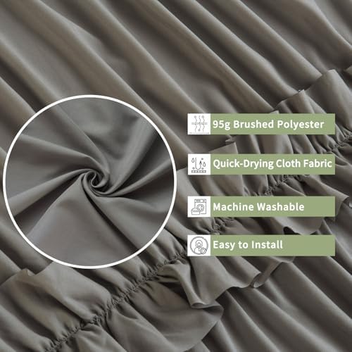 Farmhouse Ruffle Shower Curtain, Gray, 72 x 72 in