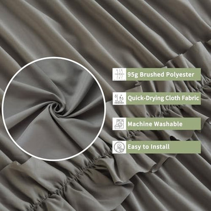 Farmhouse Ruffle Shower Curtain, Gray, 72 x 72 in
