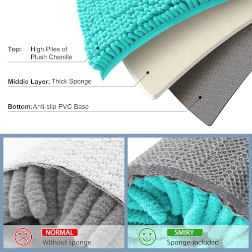 Smiry Bathroom Rugs 34X21, Luxury Chenille Extra Soft Absorbent Bath Mat