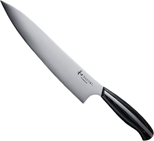 NAGOMI Professional 9.5 inch Chef Knife - Made in Seki, Japan -Blade in Rare Stainless Steel & Black Pakkawood Handle