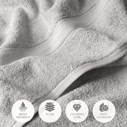 SUPERIOR Egyptian Cotton Ultra Plush & Absorbent, 3 Piece Set, Silver