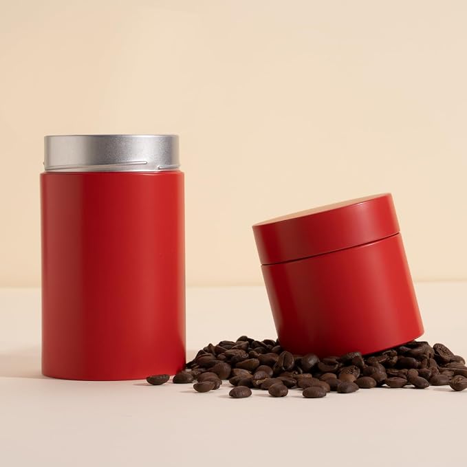 3 Packs Tea Tin Canister for Loose Tea Metal Tea Canister 9 oz 15 oz Round Tin Can for Coffee Beans Tea Container for Kitchen Storage Sugar Matcha Spice Powder (Red, L_2.95x4.92)