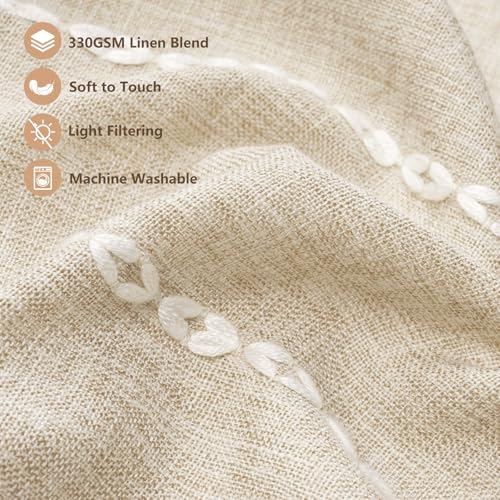 Seenus Beige Boho Farmhouse Window Curtain with Tassels, 30 x 24 Inch Light Filtering Sheer Short Cafe Window Curtain Tier, Linen Textured Pleated Small Window Drape for Kitchen or Bathroom, 1 Panel