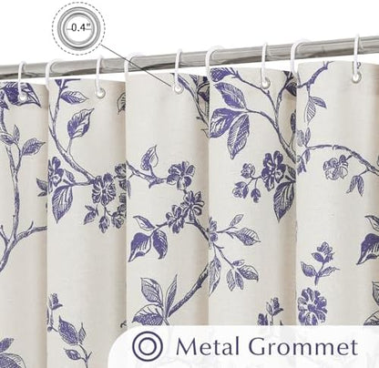 MitoVilla Small Stall Shower Curtain Set 36 x 72, Narrow Half Cotton Floral Cottagecore Spring Shower Curtains for Bathroom, Modern Farmhouse Country Plant Leaves Bathroom Décor