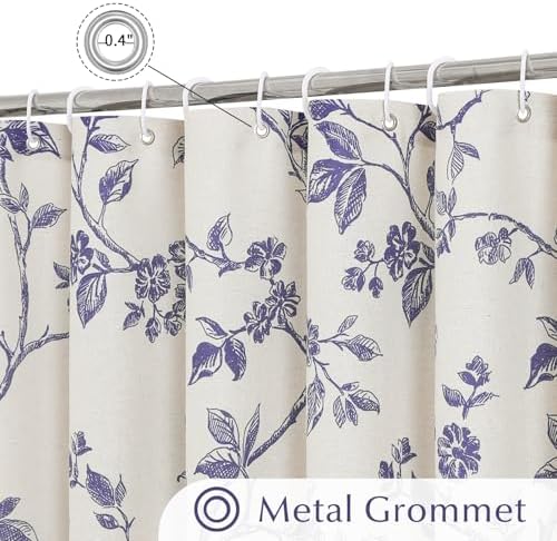 MitoVilla Purple Cotton Floral Shower Curtain for Bathroom, 72 x 72