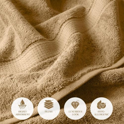 Superior Egyptian Cotton Plush & Absorbent, Bath Towel Set of 4, Toast