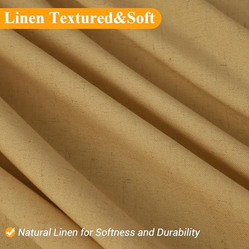 Naturoom Linen Shower Curtain 78 Inch Long for Bathroom Gold 1 Panel