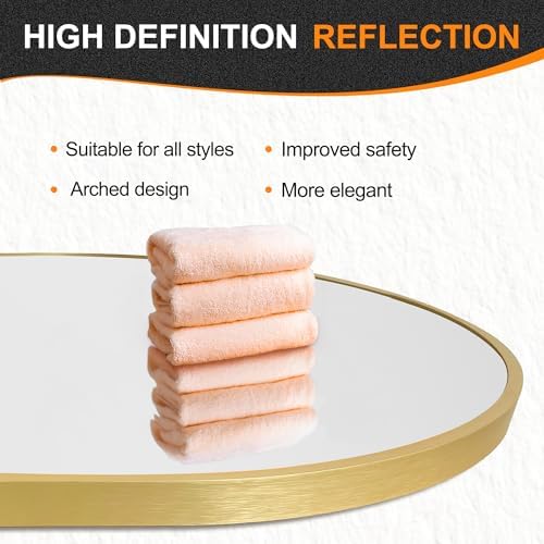 Delma 30x20 Gold Oval Bathroom Mirror for Over Sink, Aluminum Frame