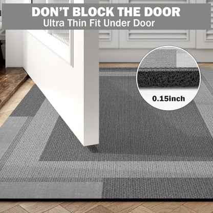 YDKGL Non Slip Bath Mat Thin Bathroom Rugs Fit Under Door Dark Grey 20"x32"