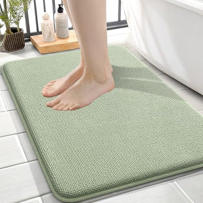 OLANLY Memory Foam Small Bathroom Rug 24x16, Absorbent Bath Mat, Sage Green