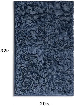 Hearth & Harbor Bathroom Rugs, Chenille Bath Mat - Machine Washable Bath Mats for Bathroom Non-Slip Backing Rubber, Quick Dry Bathroom Mat