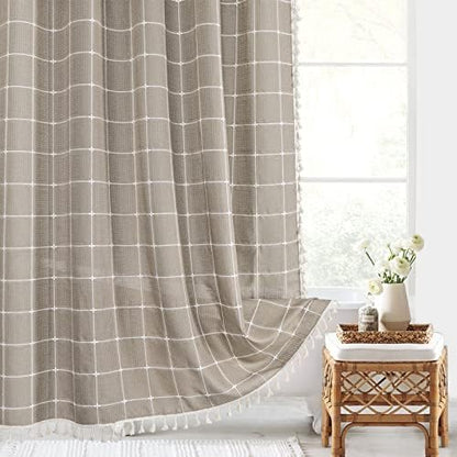 Gibelle Extra Long Boho Farmhouse Shower Curtain for Bathroom 72x84