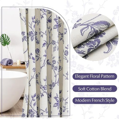 MitoVilla Small Stall Shower Curtain Set 36 x 72, Narrow Half Cotton Floral Cottagecore Spring Shower Curtains for Bathroom, Modern Farmhouse Country Plant Leaves Bathroom Décor