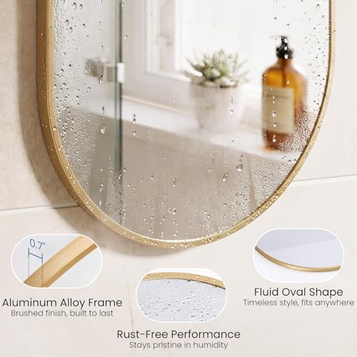 Sweetcrispy Oval Bathroom Wall Mirror, Vanity Mirror, 24x36 Inch