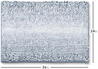 Hearth & Harbor Bathroom Rugs, Chenille Bath Mat - Machine Washable Bath Mats for Bathroom Non-Slip Backing Rubber, Quick Dry Bathroom Mat, 24 x 36 - Ombre Blue