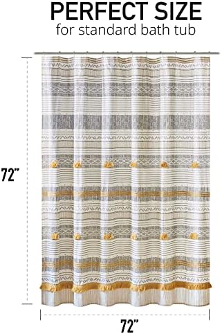 INK+IVY Cody Shower Curtain for Bathroom, Cotton, 72 x 72, Gray/Yellow