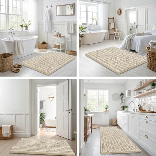 Smiry Bathroom Rugs 40X32, Extra Soft Rubber Backing Chenille Bath Mats