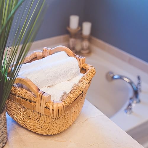 GREEN LIFESTYLE Dobby Border Towel 27x54 Cotton Blend Soft and Plush Crisp Highly Absorbent White Bath Towel Ideal for Home, Hotels, Pools, Spa (Pack of 24)