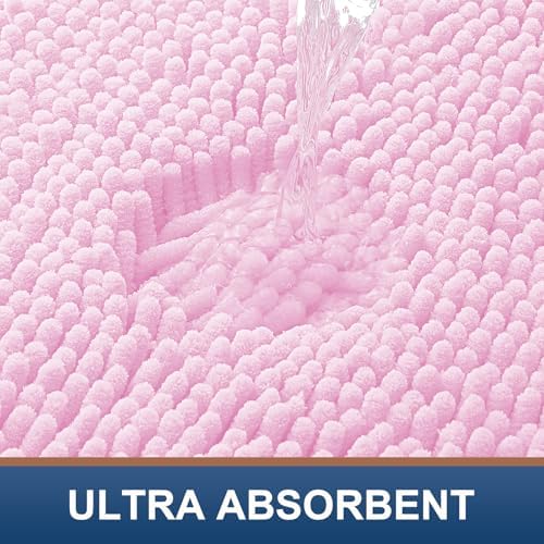 Smiry Bathroom Rugs 47X17, Luxury Chenille Extra Soft Absorbent Bath Mat