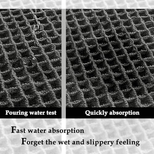 ZALL Dark Grey Waffle Bath Mat,Super Absorbent Non Slip Bathroom Rug, Gray 24x48inch, Machine Washable Ultra Soft Floor Mats