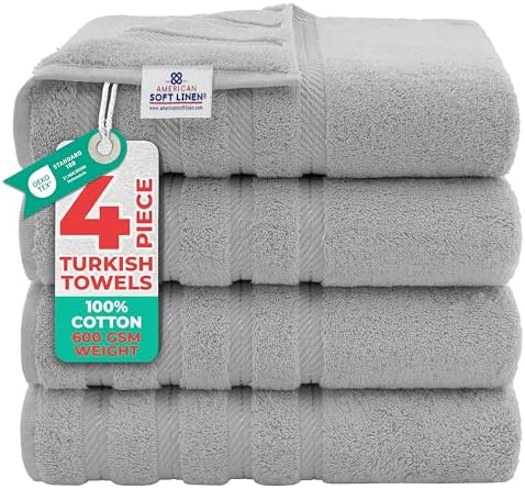 American Soft Linen 100% Cotton Luxury Turkish Towels, 4 PC Bath Towel Set