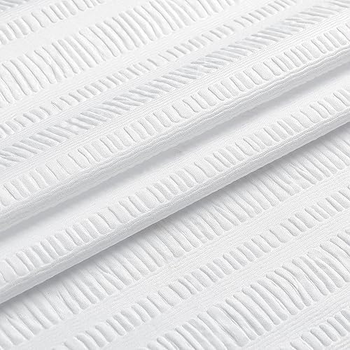 Aiyufeng Moga White Shower Curtain, Embossed Textured Fabric Shower Curtain for Bathroom - Soft Cloth & Hotel Spa Luxury, Water Repellent, Machine Washable, 72X72, White