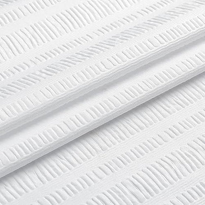 Aiyufeng Moga White Long Fabric Shower Curtain 72x78 inches Long, Hotel Quality, Washable, Water Repellent, White Spa Bathroom Curtains with 12 Button Holes, 72x78