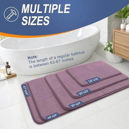 OLANLY Memory Foam Bathroom Runner Rug 47x24, Absorbent Long Mat, Deep Plum