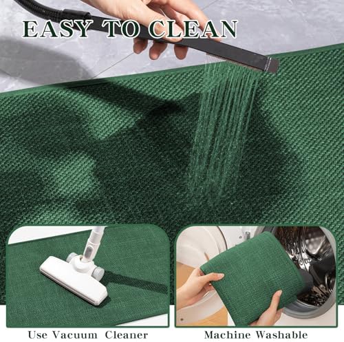chakme Bathroom Rugs Mat U-Shaped 24x17, Ultra ThinNon Slip Bath Mat Small Quick Dry Absorbent Bath Matfor Bathroom Floor, (Dark Green, U-24"x17")