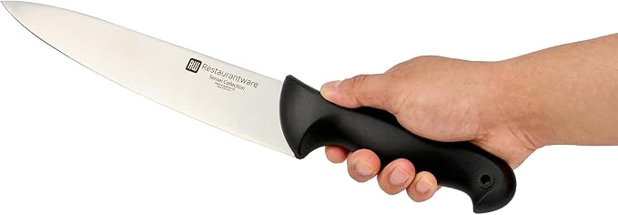 Restaurantware Sensei 10 Inch Chef Knife 1 With Colored Coded Pins Kitchen Knife - High-Carbon Stain-Resistant Black German Steel Meat Knife Ergonomic Handle