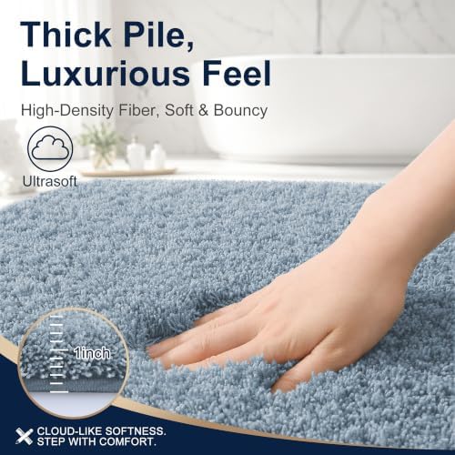 OLANLY Microfiber Large Bathroom Rugs 44x32, Soft Bath Mat, Airy Blue