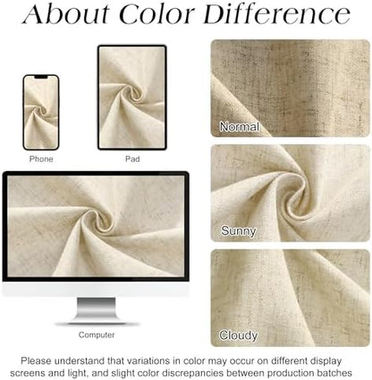 Naturoom Linen Shower Curtain 78 Inch Long for Bathroom Beige 1 Panel