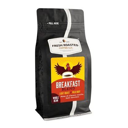 Fresh Roasted Coffee, Breakfast Blend Whole Bean Coffee, Light Roast, Kosher, 12 oz
