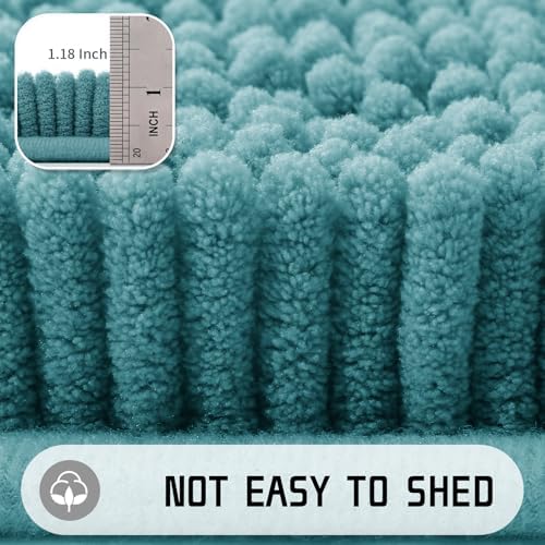 Yimobra Large Bathroom Rugs 36"x24", Non Slip Bath Mat for Tub, Shaggy Rug Floor Carpet, Extra Soft Super Absorbent Quick Dry, Machine Washable,Teal Blue