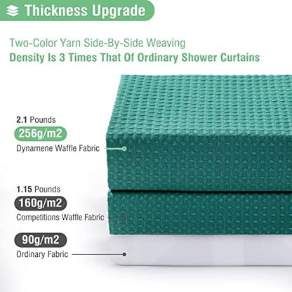 Dynamene Waffle Shower Curtain 256GSM Heavy Duty Fabric 72x72 Seaweed Green