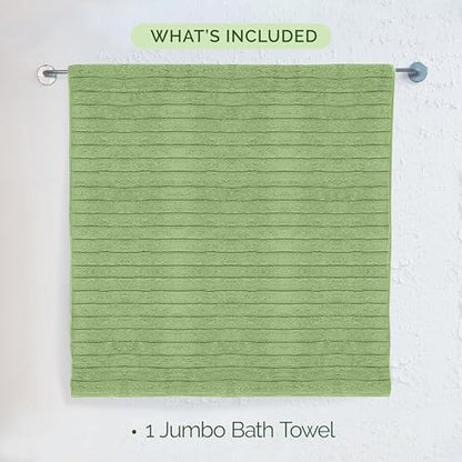 Elegant Comfort 100% Turkish Cotton Corduroy Ribbed Luxury Jumbo Bath Towel Ultra Soft - 35 x 70 Inch - Luxury Spa Premium Hotel Quality Highly Absorbent and Quick Dry Large Bath Towel, Sage